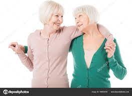 two happy older friends