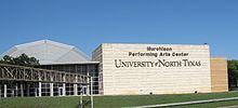 Large building with the words 