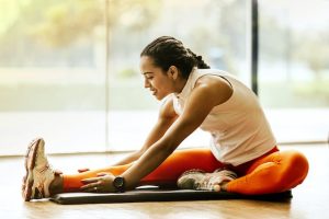 smiling woman exercising