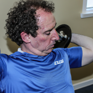 a professional appealing image of a caucasian man or woman exercising in a gym