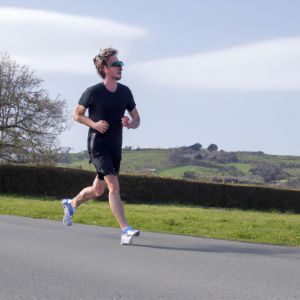 a professional appealing image of a caucasian man or woman jogging on a sunny day 401 300x300