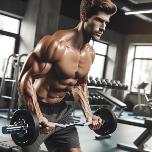 a photo realistic professionally appealing image of a good looking and athletic white man exercising in a gym 922 300x300