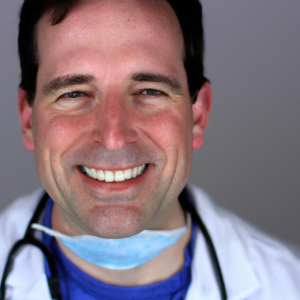a professional and visually appealing good looking and atheletic image of a 35 to 45 year old happy smiling male caucasian doctor with white teeth