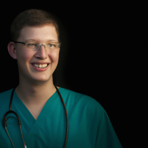 a professional and visually appealing image of a young happy smiling caucasian doctor with white teeth 504 300x300