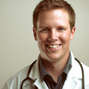 a professional and visually appealing image of a young happy smiling caucasian doctor with white teeth 715 300x300