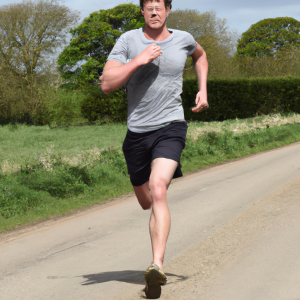 a professional appealing image of a caucasian man or woman jogging on a sunny day